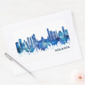 Kolkata West Bengal Skyline Blue Rechthoekige Sticker (Envelop)