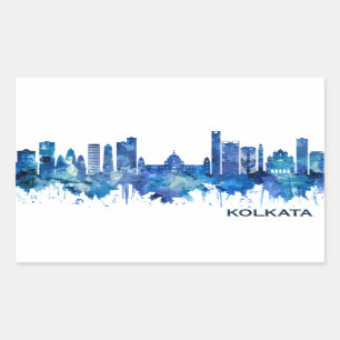 Kolkata West Bengal Skyline Blue Rechthoekige Sticker