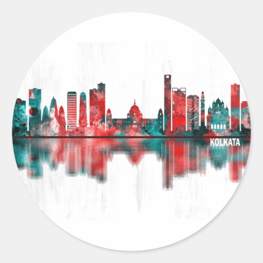 Kolkata West Bengal Skyline Ronde Sticker (Voorkant)