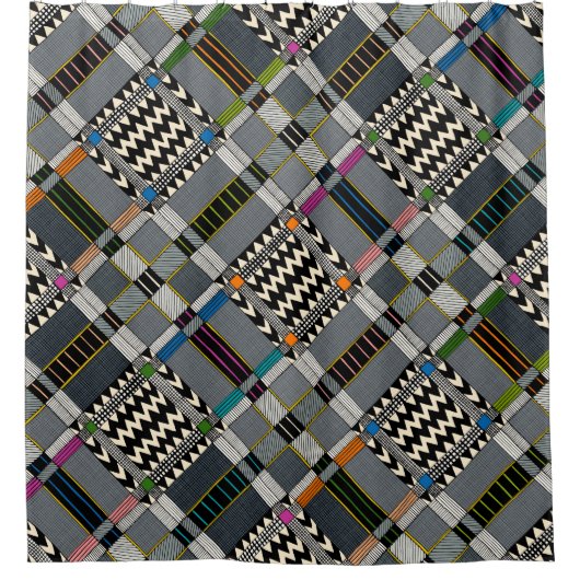 KOLLA check diagonaal douchegordijn (Voorkant)