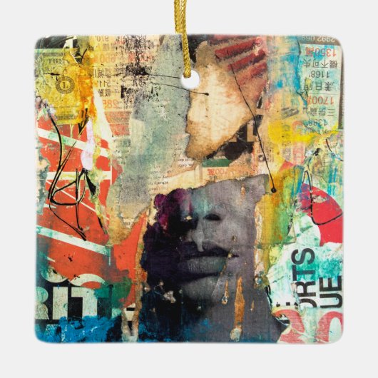 Kollage Head Keramisch Ornament (Voorkant)