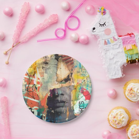 Kollage Head Papieren Bordje (Feest)
