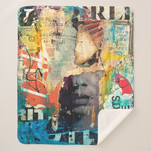 Kollage Head Sherpa Deken (Voorkant)