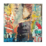 Kollage Head Tegeltje<br><div class="desc">Collage Hoofd van Erin Ashley. Met een glanzende stijl met verschillende kranten- en papierclippings die over elkaar zijn gelaagd. | 140547 GG</div>