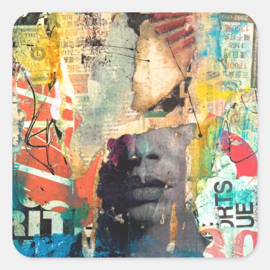 Kollage Head Vierkante Sticker (Voorkant)