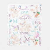 Kollage naam Waterverf Bunnies Fleece Deken (Voorkant)