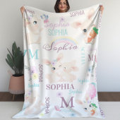 Kollage naam Waterverf Bunnies Fleece Deken