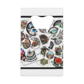 Kollage Tekeningen Creditkaart Flessenopener (Achterkant)