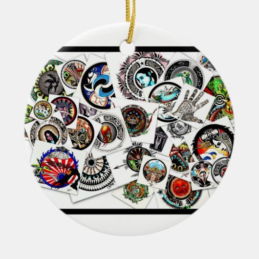 Kollage Tekeningen Keramisch Ornament (Voorkant)