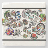 Kollage Tekeningen Stenen Onderzetter (Voorkant)