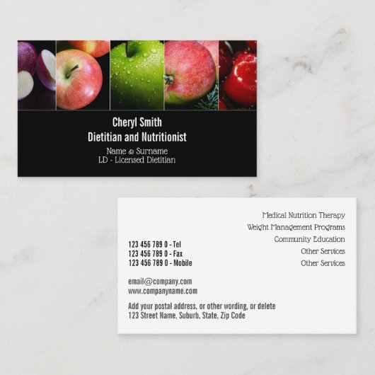 Kollage van fruitappelen foto gezond organisch voe visitekaartje (Voorkant / Achterkant)