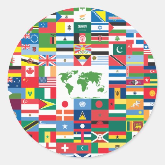Kollage van landvlaggen uit de hele wereld ronde sticker (Voorkant)