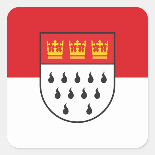 Koln city flag Duitstalige symbolen Keulen Köln Vierkante Sticker (Voorkant)