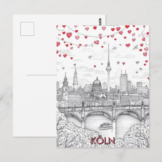 Köln Duitsland Romantische reizen Briefkaart (Voorkant / Achterkant)