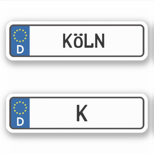 Koln kennzeichen, German Car License Bord Sticker (Voorkant)