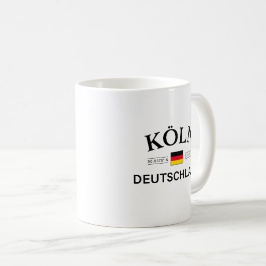 Koln (Keulen) Deutschland coördineert Duits Koffiemok (Voorkant rechts)