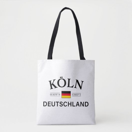 Koln (Keulen) Deutschland coördineert Duits Tote Bag (Voorkant)