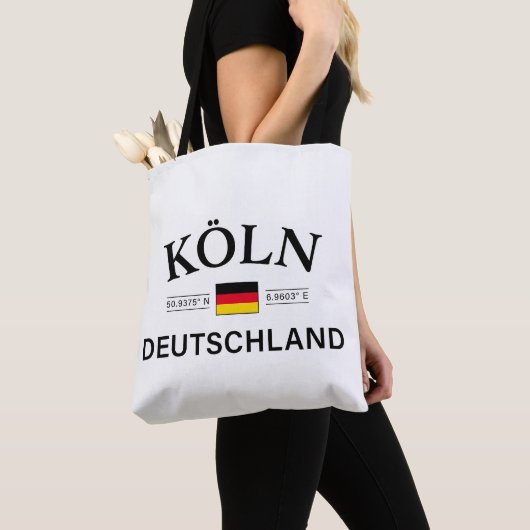 Koln (Keulen) Deutschland coördineert Duits Tote Bag (Dichtbij)