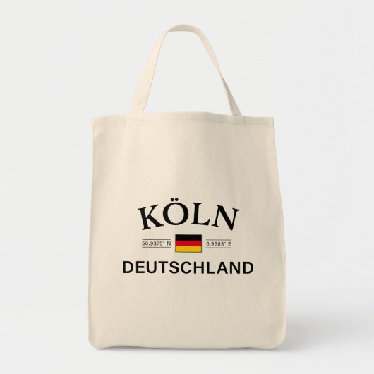 Koln (Keulen) Deutschland coördineert Duits Tote Bag (Voorkant)