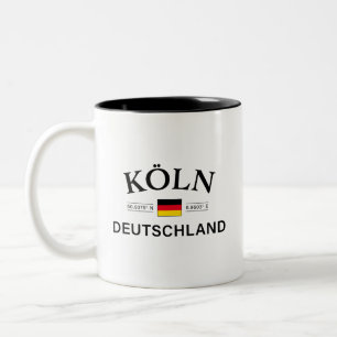 Koln (Keulen) Deutschland coördineert Duits Tweekleurige Koffiemok
