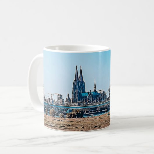 Köln Panorama mit Kölner Dom Tasse Kaffeetasse Koffiemok (Voorkant links)