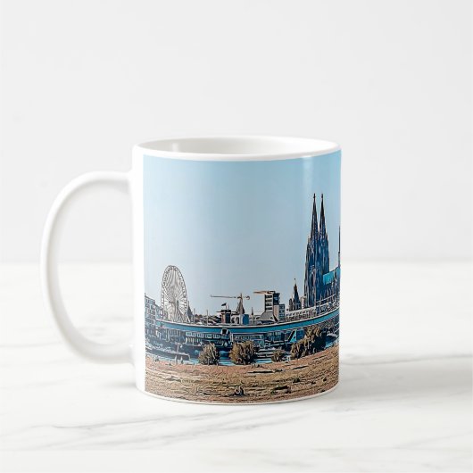 Köln Panorama mit Kölner Dom Tasse Kaffeetasse Koffiemok (Links)