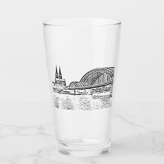 Köln Panorama mit Kölner Dom Trinkglas Glas (Voorkant)