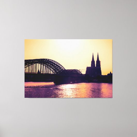 Köln Panorama Sunset mit Kölner Dom Canvas Afdruk (Voorkant)
