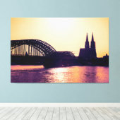 Köln Panorama Sunset mit Kölner Dom Canvas Afdruk (Insitu (Houten vloer))