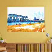 Köln Skyline Panorama colour SketchArt Canvas Afdruk (Insitu (Woonkamer))