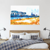 Köln Skyline Panorama colour SketchArt Canvas Afdruk (Insitu (Slaapkamer))