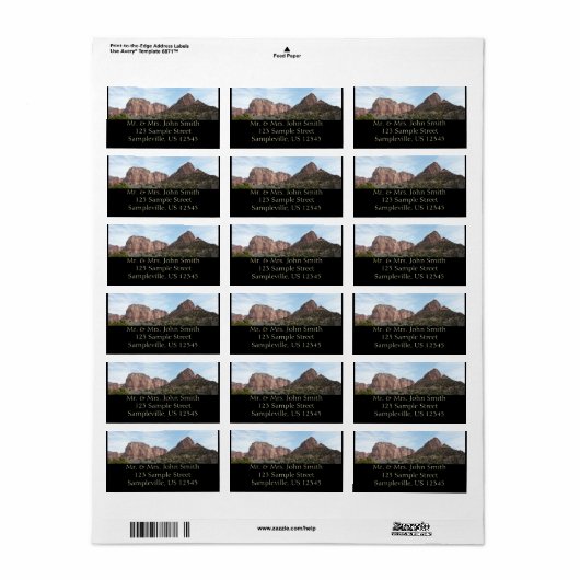 Kolob Canyons in Zion National Park Etiket (Full Sheet)