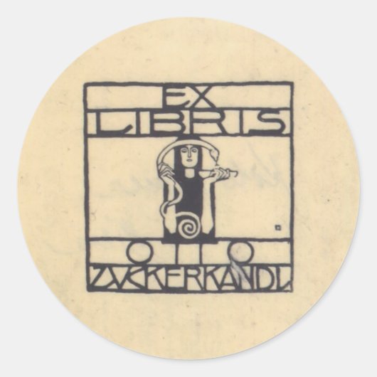 Koloman Moser- Exlibris voor Otto Zuckerkandl Ronde Sticker (Voorkant)
