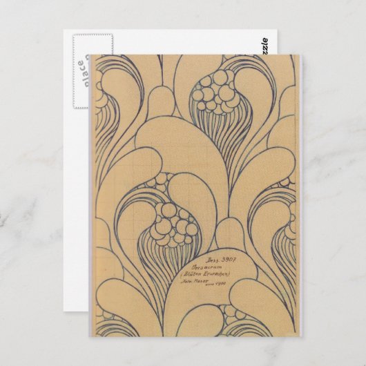 Koloman Moser- Fabric-ontwerp met florale bloem Briefkaart (Voorkant / Achterkant)