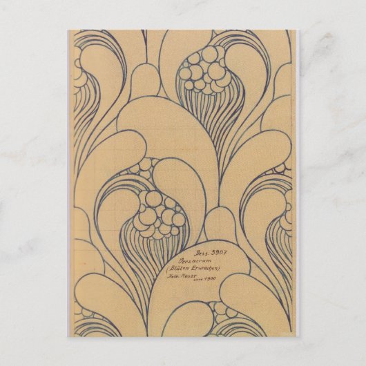 Koloman Moser- Fabric-ontwerp met florale bloem Briefkaart (Voorkant)