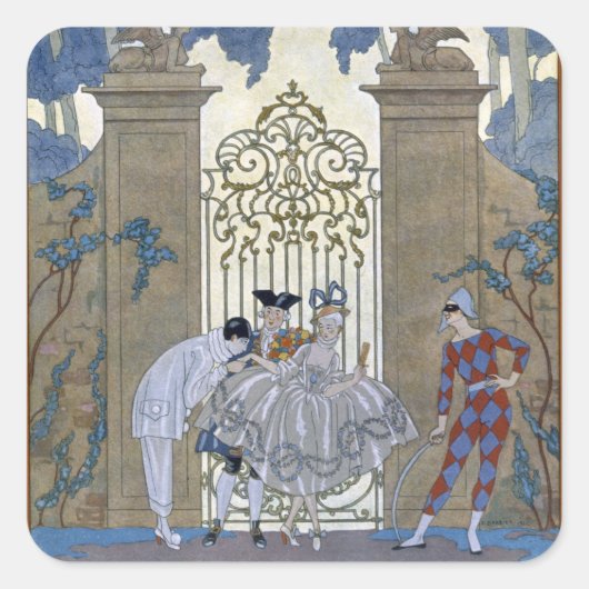 Kolomkolom, afbeelding voor "Fetes Galantes" door Vierkante Sticker (Voorkant)