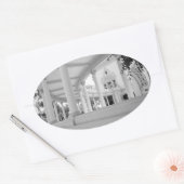  Kolommen Architectuur Zwart en Witte Foto Ovale Sticker (Envelop)