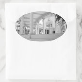  Kolommen Architectuur Zwart en Witte Foto Ovale Sticker (Tas)