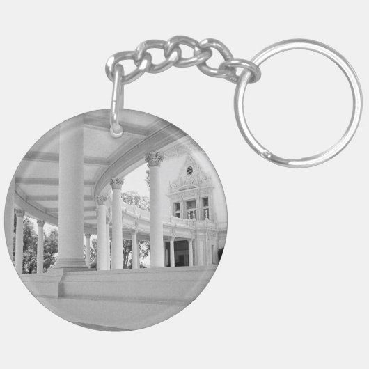  Kolommen Architectuur Zwart en Witte Foto Sleutelhanger (Achterkant Rechts)