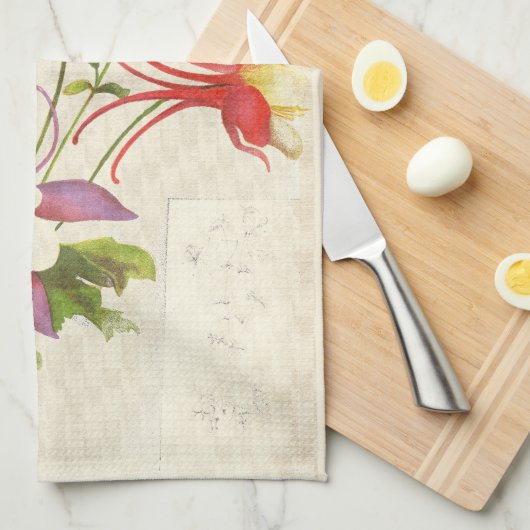 Kolommen flesbloemen, keukenhanddoeken (Quarter Fold)