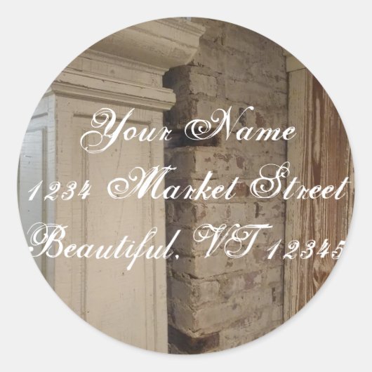  kolomsteenadres ronde sticker (Voorkant)