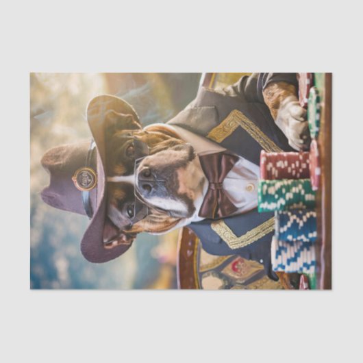 Kolonel Bluff veel, Bulldog die poker speelt Tissuepapier (Voorkant)