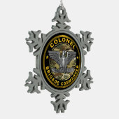 Kolonel COL Brigadecommandant Tin Sneeuwvlok Ornament (Links)