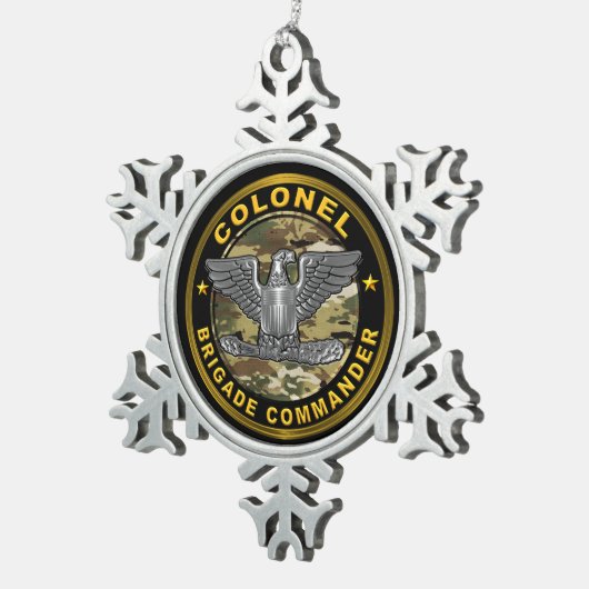 Kolonel COL Brigadecommandant Tin Sneeuwvlok Ornament (Rechts)