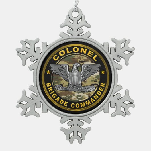 Kolonel COL Brigadecommandant Tin Sneeuwvlok Ornament (Voorkant)