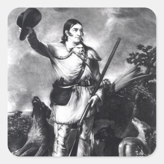 Kolonel Davy Crockett Vierkante Sticker (Voorkant)