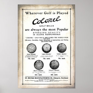 Kolonel Golf Balls Advertisement Print 1915