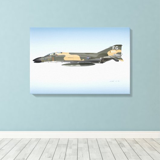 Kolonel Robin Olds F-4 Phantom Canvas Afdruk (Insitu (Houten vloer))