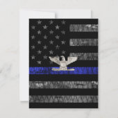 Kolonel Thin Blue Line Distress Vlag Bedankkaart (Voorkant)