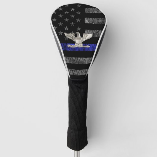 Kolonel Thin Blue Line Distress Vlag Golfheadcover (Voorkant)